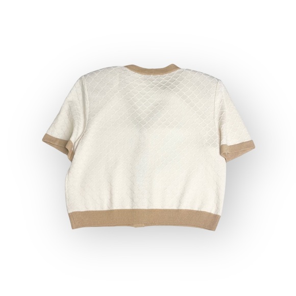 new St John Collection ꧁ Gold Hardware Button Knit Cardigan ꧂ Ivory Textured ꧂ - Picture 3 of 16